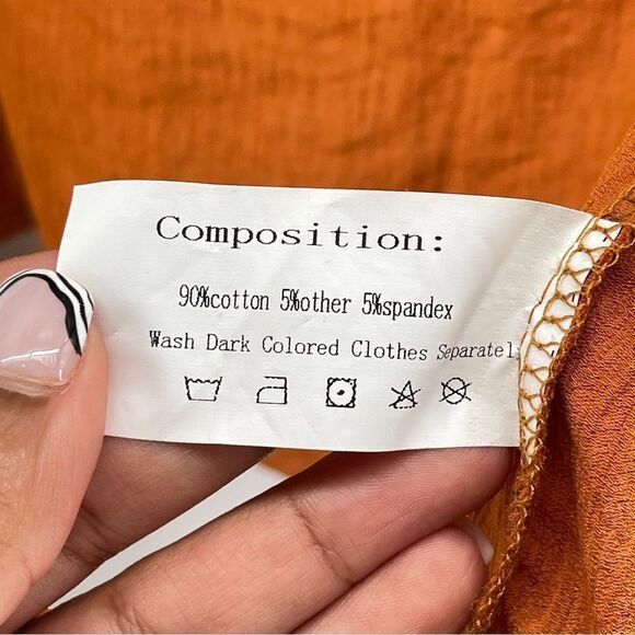 Zaful Women’s Orange Square Neckline Tie-Front Long Sleeve Cropped Top Medium - Picture 10 of 11